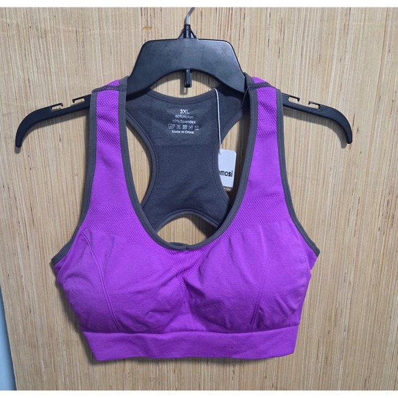 Baomosi Other - Baomosi Womens Purple Grey Racerback Sports Bra 3XL NWT Keyhole Activewear